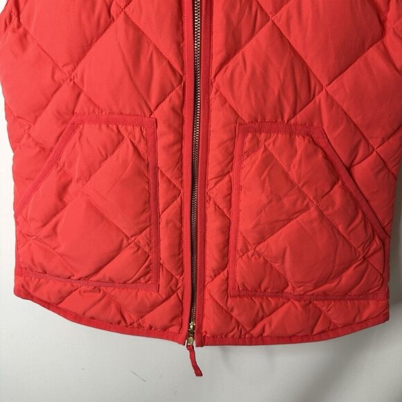 J Crew Quilted Puffer Vest Women's XXS Red Down Fill Pockets Hiking Athleisure - Picture 4 of 14